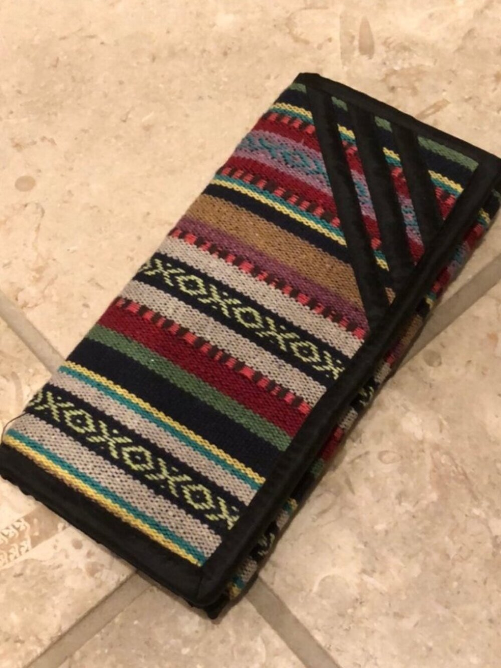 Vintage new artisan crafted Nepal bi-fold accordion compartment wallet clutch